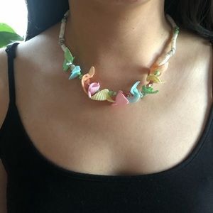 Pastel Rainbow Puka Shell Vintage Necklace NEW
